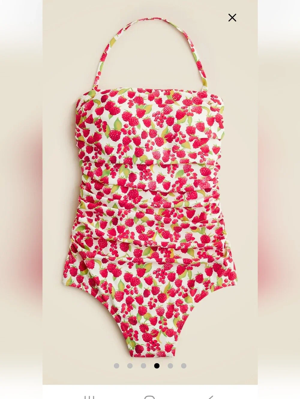 J. Crew Gemma Ruched Bandeau One-Piece Swimsuit In Rasberry Print - Picture 9 of 14